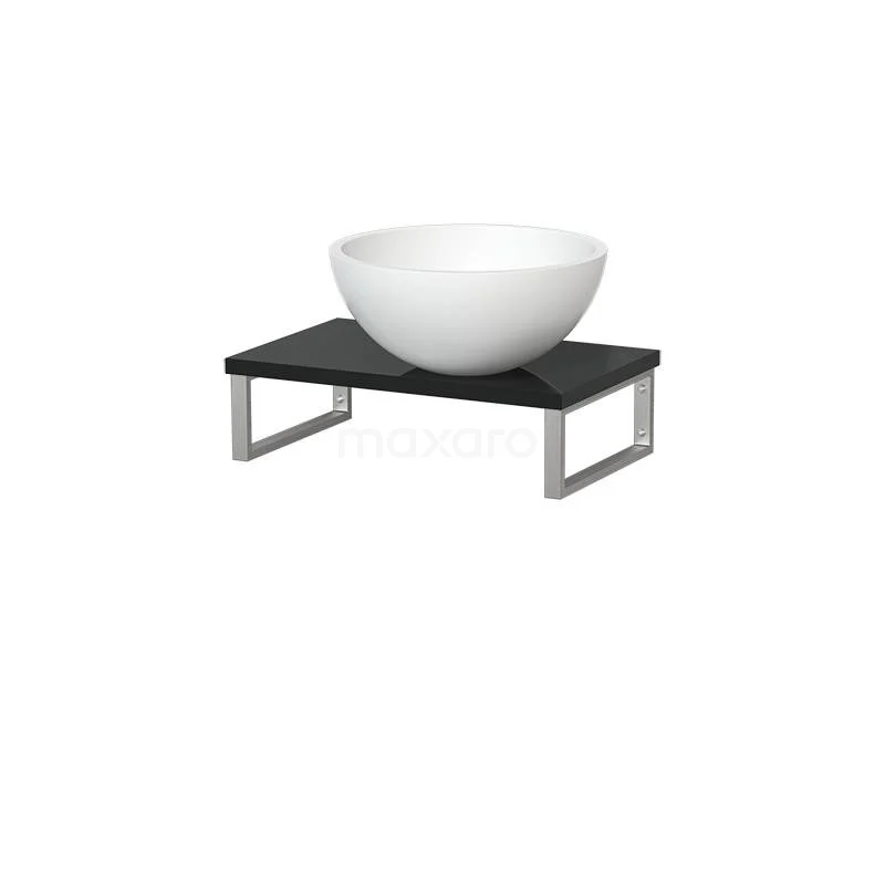 Toiletmeubel Met Waskom Solid Surface Mat Modulo Hoogglans Zwart 41 Cm Wandbeugels RVS 2 Toiletmeubel Met Waskom Solid Surface Mat Modulo Hoogglans Zwart 41 Cm Wandbeugels RVS - Afbeelding 2