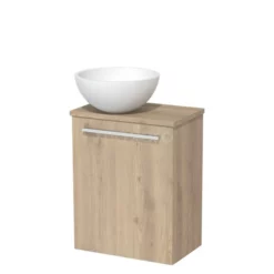 Toiletmeubel Met Waskom Solid Surface Mat Modulo Lichtbruin Eiken 41 Cm