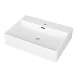 Vrijhangende Wastafel Clasico 59,5 Cm Keramiek Mat Wit 1 Kraangat