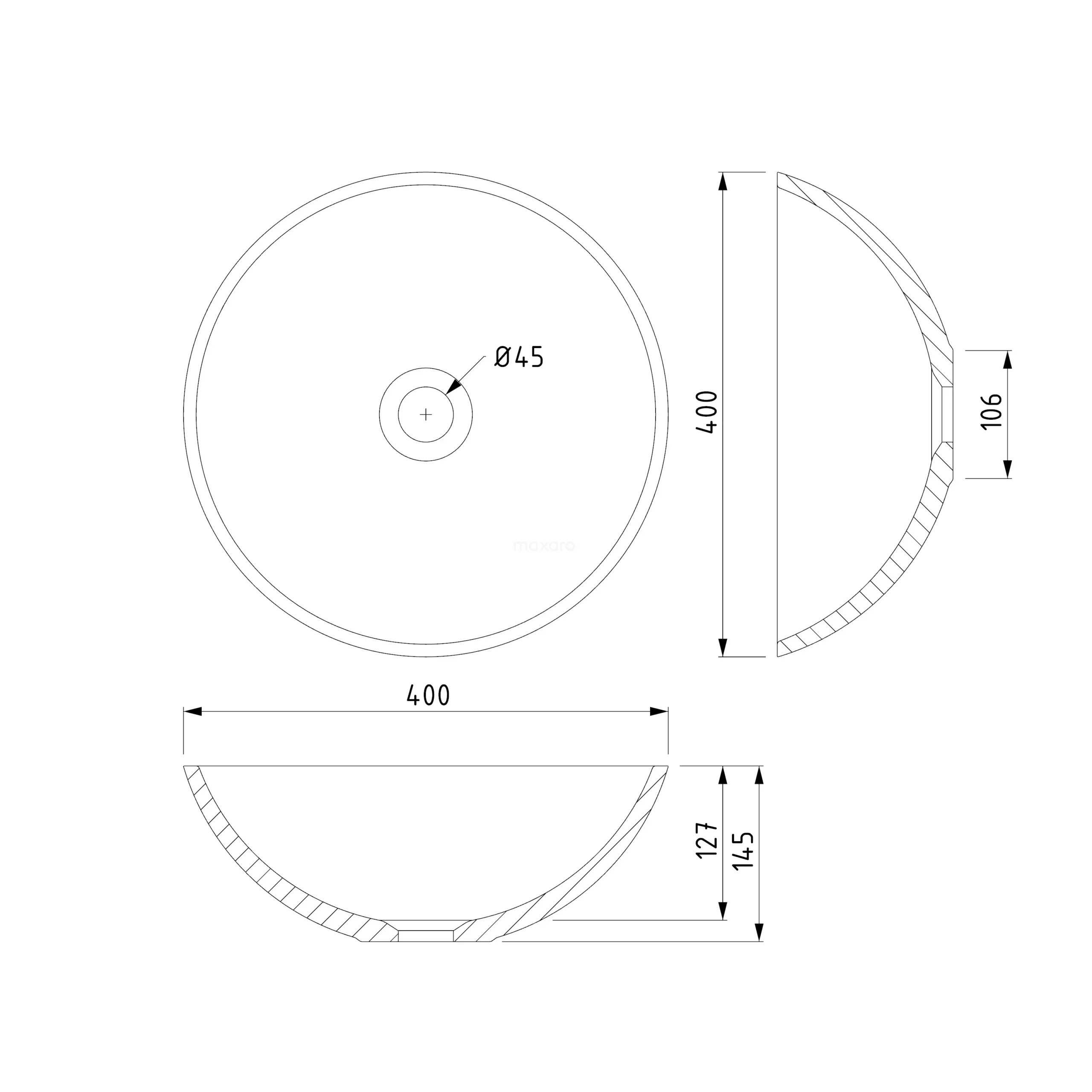 Waskom Buco Beton Greige 40x14,5 Cm Rond 2 Waskom Buco Beton Greige 40x14,5 Cm Rond - Afbeelding 2