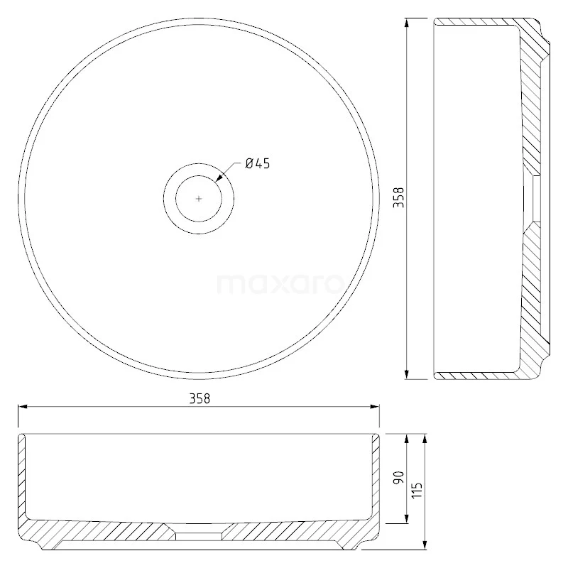 Waskom Clasico Keramiek Mat Wit 35,5x12cm Rond 2 Waskom Clasico Keramiek Mat Wit 35,5x12cm Rond - Afbeelding 2