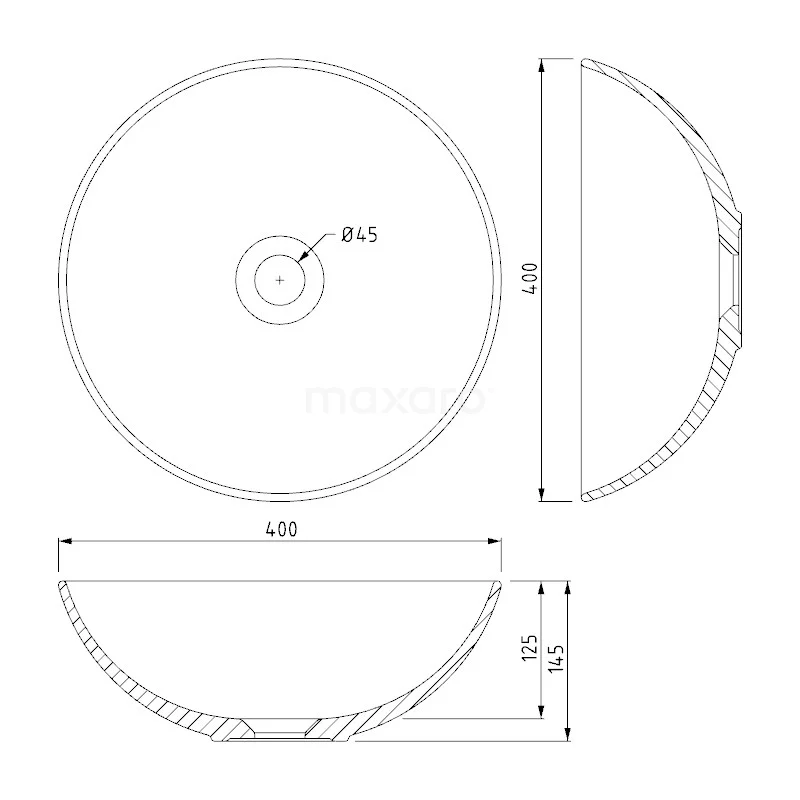 Waskom Clasico Keramiek Mat Zwart 39,5x13,5cm Rond 2 Waskom Clasico Keramiek Mat Zwart 39,5x13,5cm Rond - Afbeelding 2
