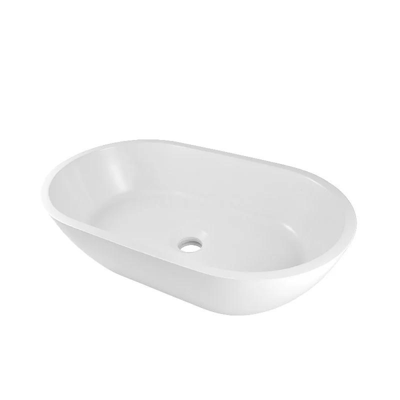 Waskom Mintra Mineraalmarmer Glanzend Wit 55x32,5cm Ovaal 2 Waskom Mintra Mineraalmarmer Glanzend Wit 55x32,5cm Ovaal - Afbeelding 2