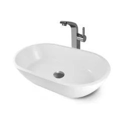 Waskom Mintra Mineraalmarmer Glanzend Wit 55x32,5cm Ovaal