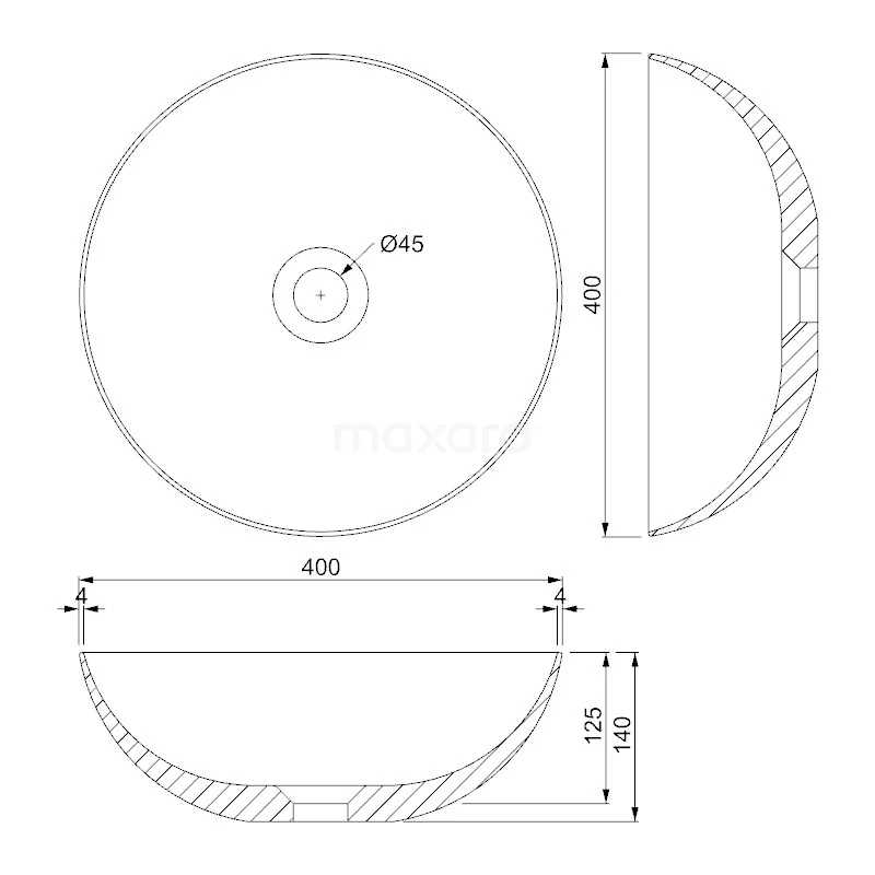 Waskom Mintra Solid Surface Thin Mat Wit 40x14 Rond 2 Waskom Mintra Solid Surface Thin Mat Wit 40x14 Rond - Afbeelding 2