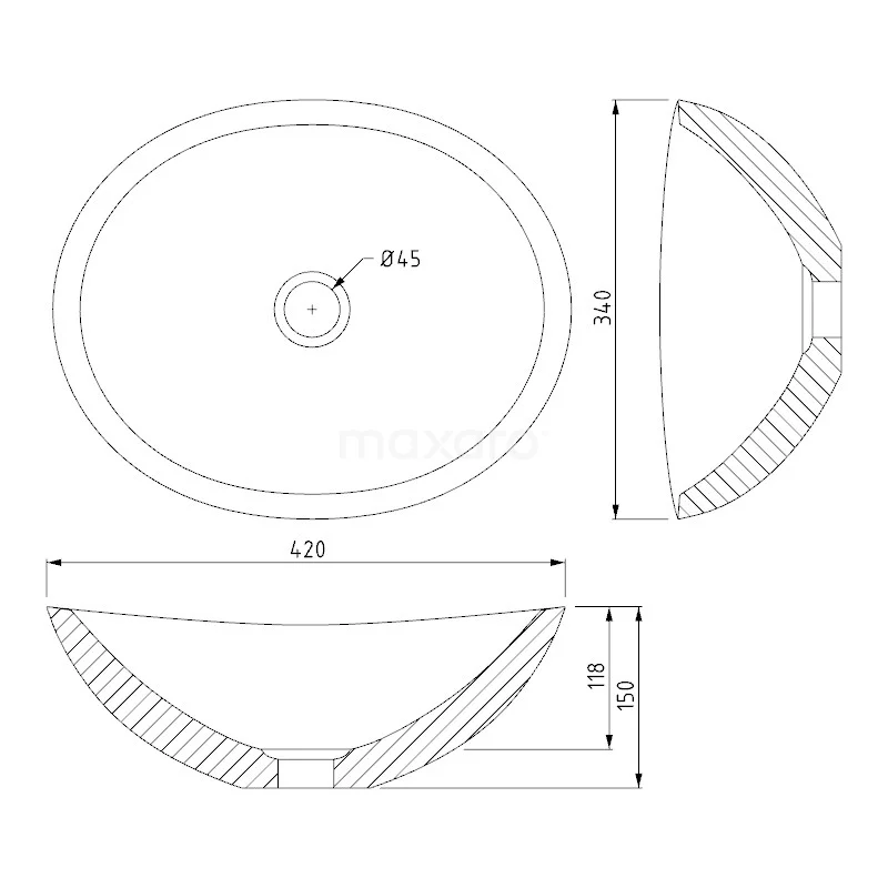 Waskom Novanta Natuursteen Blue Stone 42x34cm Ovaal 3 Waskom Novanta Natuursteen Blue Stone 42x34cm Ovaal - Afbeelding 3