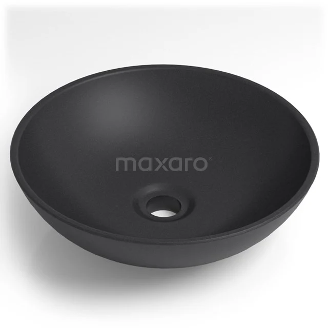 Waskom Quarto Quartz Mat Zwart 38x12cm Rond 1 Waskom Quarto Quartz Mat Zwart 38x12cm Rond
