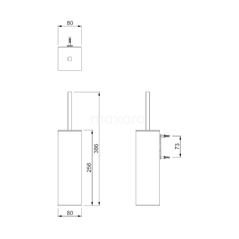 WC Borstel Cubic Chrome, Hangend, Chroom 2 WC Borstel Cubic Chrome, Hangend, Chroom - Afbeelding 2
