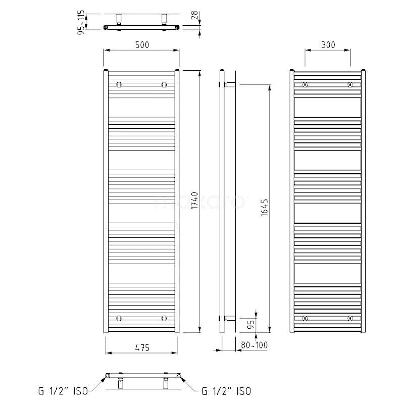 Zeus Handdoekradiator | 50x174 Cm Mat Wit 1270 Watt Aluminium Centrale Verwarming 6 Zeus Handdoekradiator | 50x174 Cm Mat Wit 1270 Watt Aluminium Centrale Verwarming - Afbeelding 6