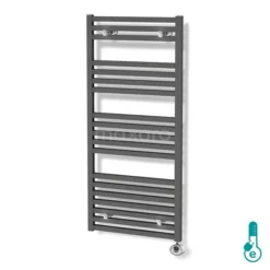 Zeus Handdoekradiator Elektrisch | 50x122 Cm Donkergrijs 890 Watt Aluminium