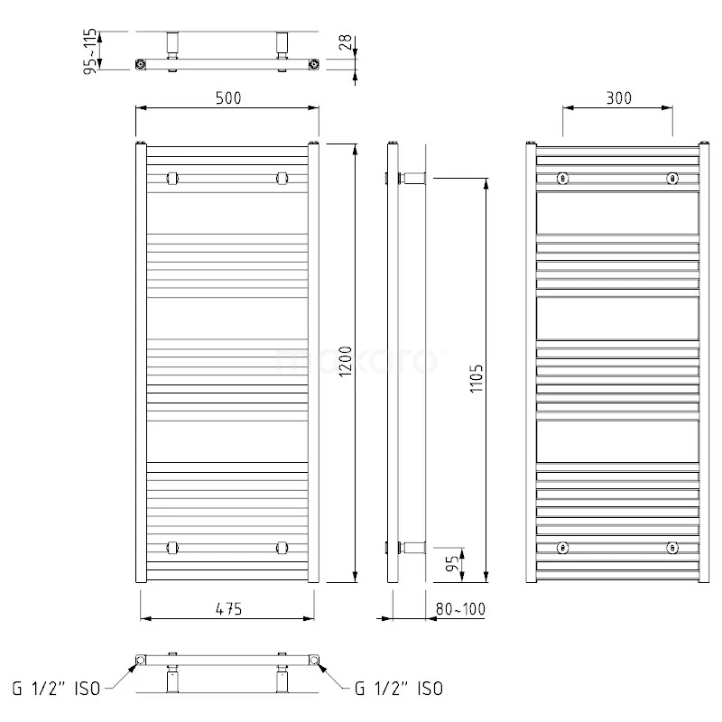 Zeus Handdoekradiator Elektrisch | 50x122 Cm Hoogglans Wit 890 Watt Aluminium 6 Zeus Handdoekradiator Elektrisch | 50x122 Cm Hoogglans Wit 890 Watt Aluminium - Afbeelding 6