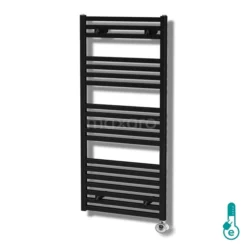 Zeus Handdoekradiator Elektrisch | 50x122 Cm Mat Zwart 890 Watt Aluminium