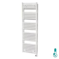 Zeus Handdoekradiator Elektrisch | 50x174 Cm Mat Wit 1270 Watt Aluminium