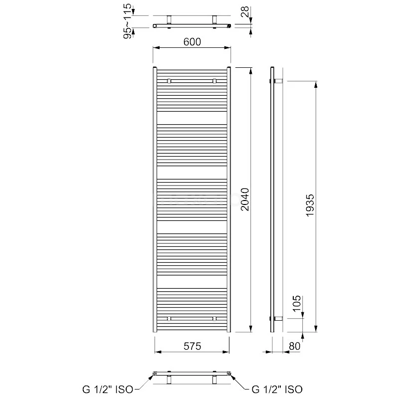 Zeus Handdoekradiator Elektrisch | 60x204 Cm Mat Zwart 1933 Watt Aluminium 6 Zeus Handdoekradiator Elektrisch | 60x204 Cm Mat Zwart 1933 Watt Aluminium - Afbeelding 6